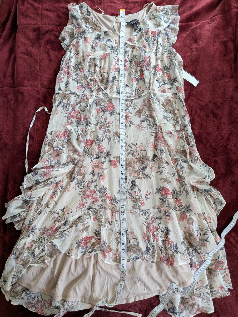 R&M Richards Floral Ruffle Hi-Low V-Neck Dress Plus Size 20